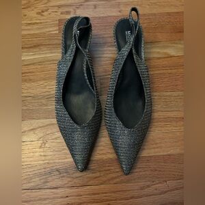 Michael Kors Womens Gold Sparkly Slip On Kitten Slingback Heels Size 7.5